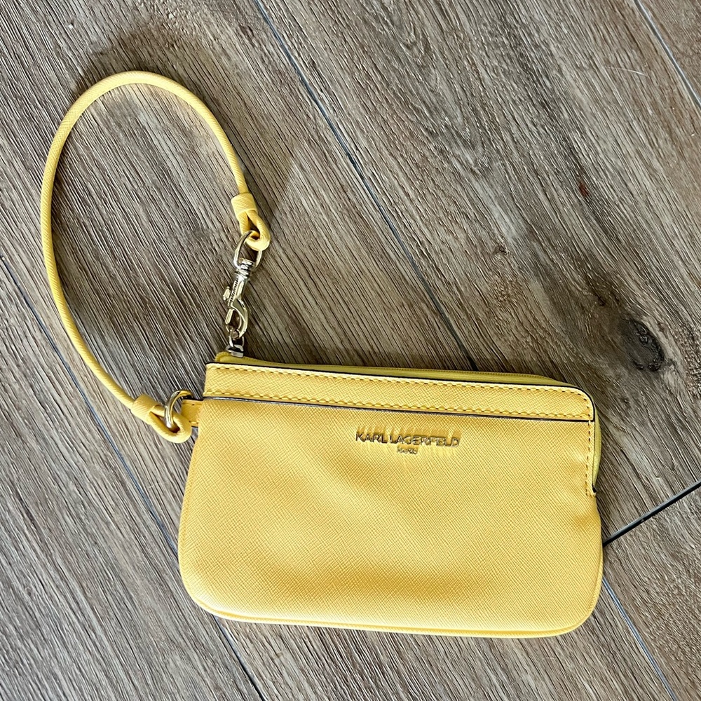 💛 Karl Lagerfeld Paris Yellow Saffiano Leather Wristlet
